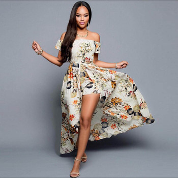 Καλοκαιρινό φόρεμα κυρίες με πέταλα μανίκια και φυτικά μοτίβα σε διάφορα χρώματα