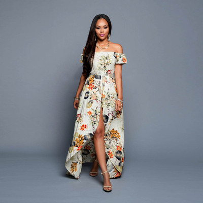 Καλοκαιρινό φόρεμα κυρίες με πέταλα μανίκια και φυτικά μοτίβα σε διάφορα χρώματα