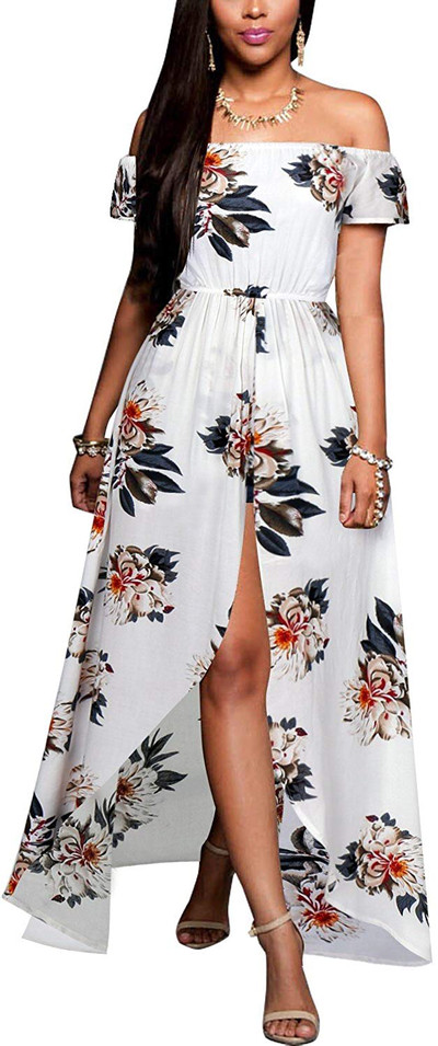 Καλοκαιρινό φόρεμα κυρίες με πέταλα μανίκια και φυτικά μοτίβα σε διάφορα χρώματα