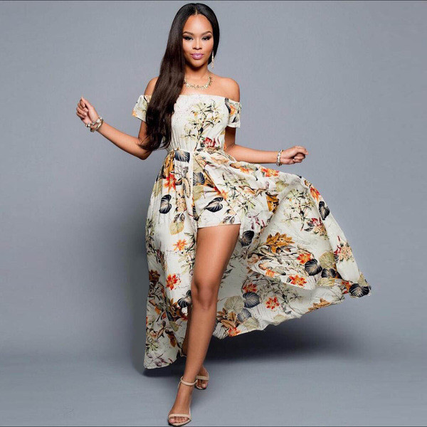 Καλοκαιρινό φόρεμα κυρίες με πέταλα μανίκια και φυτικά μοτίβα σε διάφορα χρώματα