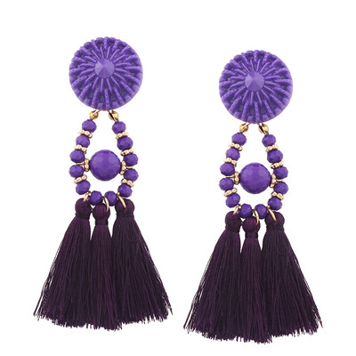 Модерни дамски обеци с мъниста и пискюли в няколко цвята