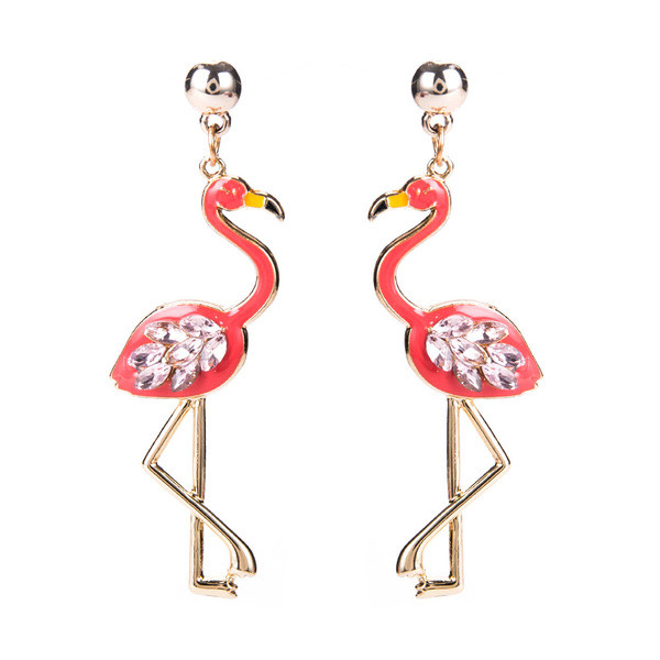 Cercei dama in trei culori cu pietre - Flamingo