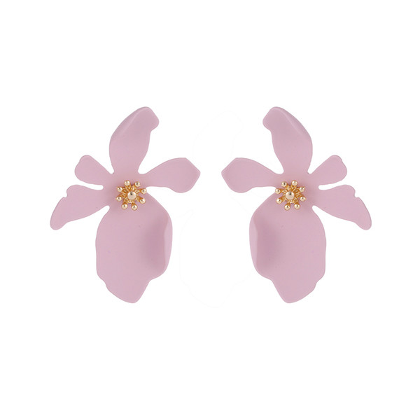 Κυρίες σκουλαρίκια σε σχήμα λουλουδιού σε πράσινο, ροζ και μοβ χρώμα