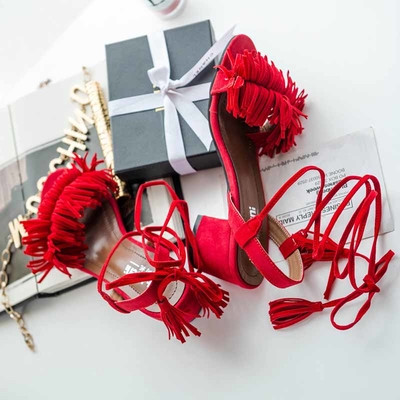 Sandale de dama in negru si rosu