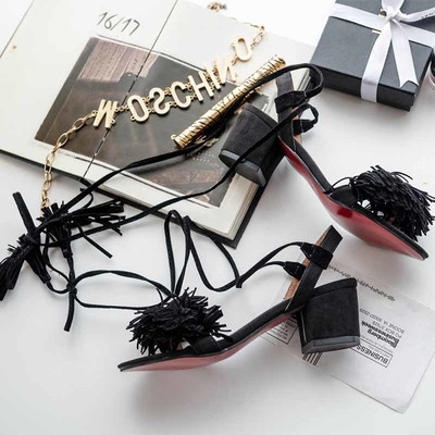 Sandale de dama in negru si rosu