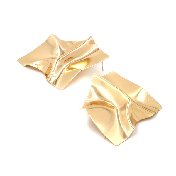 Κομψά σκουλαρίκια κυρίες με γυαλιστερό φινίρισμα σε δύο χρώματα