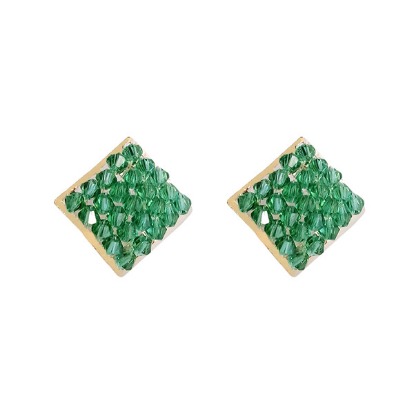 Κυρίες σκουλαρίκια σε τετράγωνη μορφή με διακοσμητικές πέτρες σε πράσινο και λευκό χρώμα