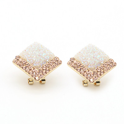 Μικρά σκουλαρίκια κυρίες με μπροκάρ και διακοσμητικές πέτρες σε μπλε και άσπρο