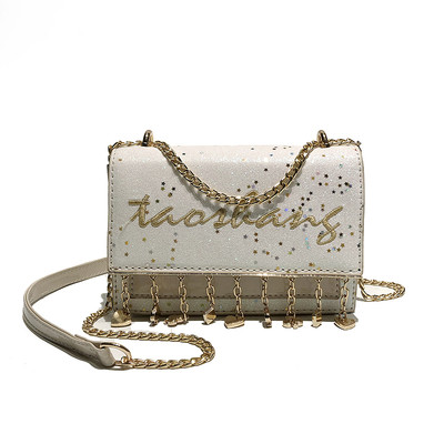 Μικρή τσάντα με κεντήματα, μεταλλικά στοιχεία και μπροκάρ