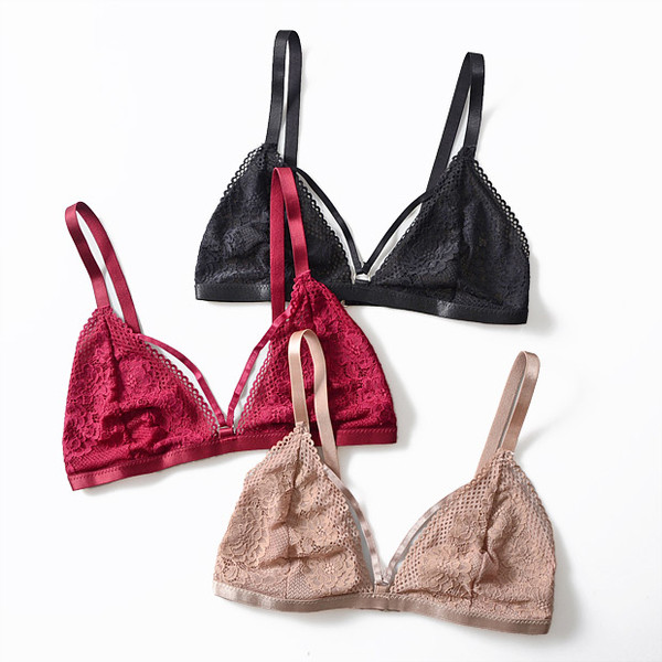 Κυρίες απαλή σουτιέν με δαντέλα σε τρία χρώματα