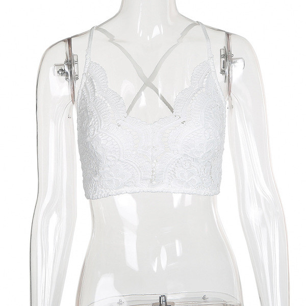 Γυναικείες δαντέλες στην κορυφή με floral διακόσμηση