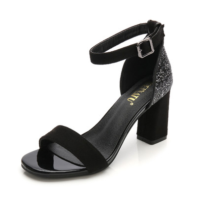 Pantofi de dama cu toc gros in doua culori