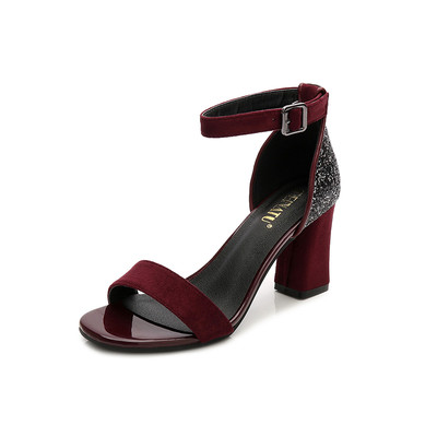 Pantofi de dama cu toc gros in doua culori