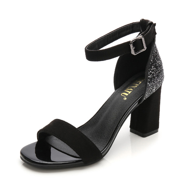 Pantofi de dama cu toc gros in doua culori