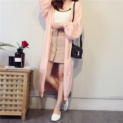 Μακρύ γυναικεία ζακέτα - ευρύ μοτίβο σε δύο χρώματα