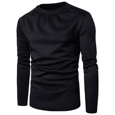 Pulover casual pentru bărbați, simplu, cu guler în formă de O în alb și negru