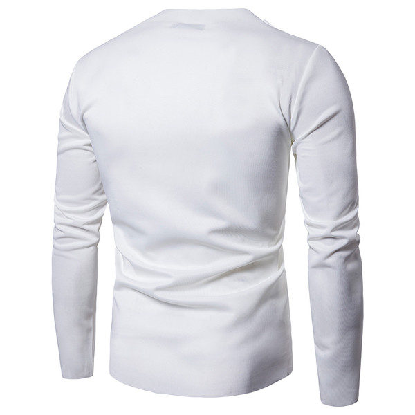 Pulover casual pentru bărbați, simplu, cu guler în formă de O în alb și negru