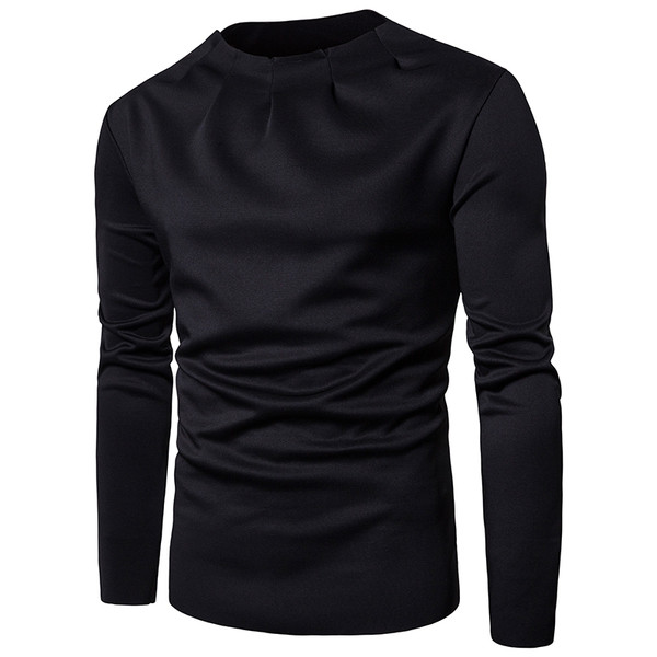 Pulover casual pentru bărbați, simplu, cu guler în formă de O în alb și negru