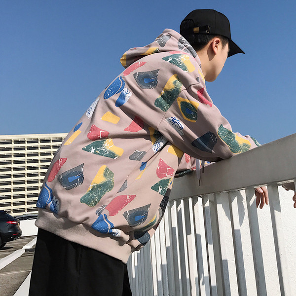 Hanorac pentru bărbați cu model și glugă în trei culori