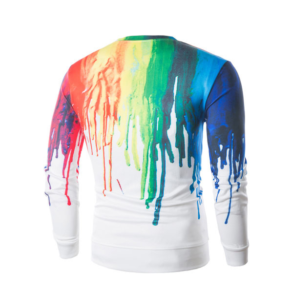 Pulover color pentru bărbați cu mâneci lungi și guler în formă de O