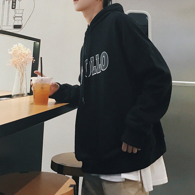 Hanorac sport pentru bărbați cu inscripție în negru și maro