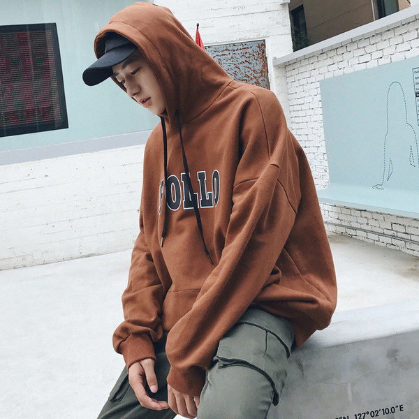 Hanorac sport pentru bărbați cu inscripție în negru și maro