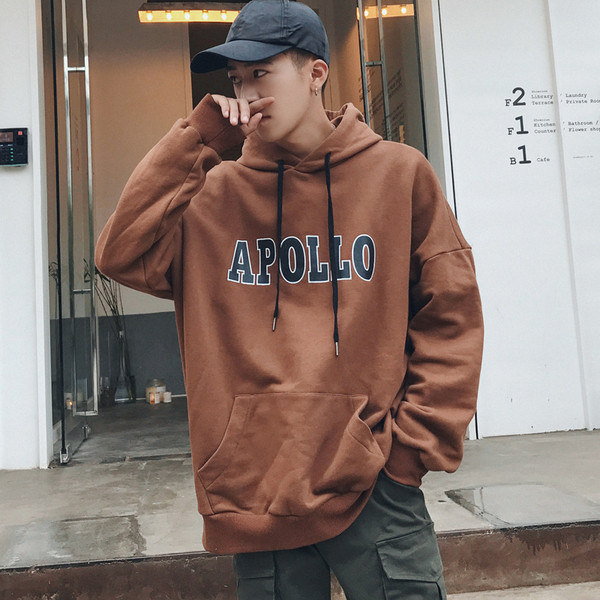 Hanorac sport pentru bărbați cu inscripție în negru și maro