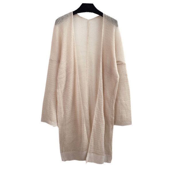 Γυναικεία μακρύ ζακέτα σε ανοιχτά χρώματα με φαρδιά μανίκια