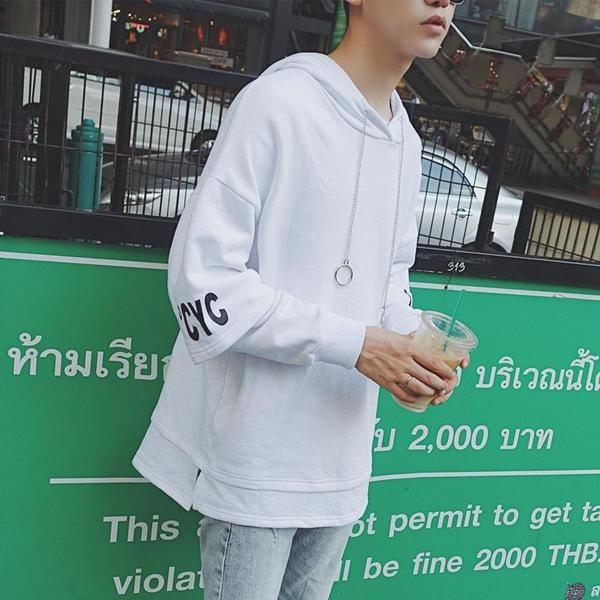 Hanorac modern pentru bărbați cu inscripție și lanțuri în trei culori