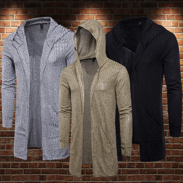 Мъжка изчистена жилетка с качулка в три цвята