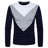 Ежедневен мъжки пуловер с О-образна яка