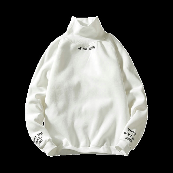 Pulover pentru bărbați cu guler înalt și inscripții în mai multe culori