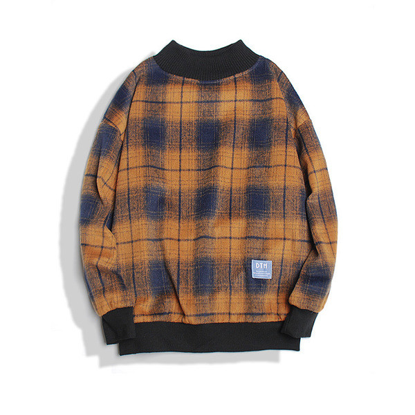 Pulover barbatesc in carouri cu guler inalt in 2 culori