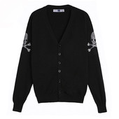 Ανδρική καθημερινή ζακέτα σε μαύρο και εκτύπωση