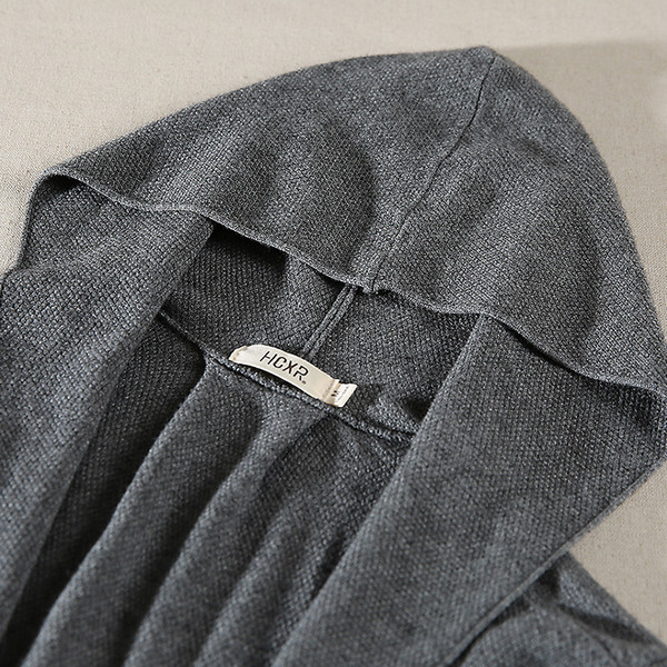 Vestă lungă și elegantă pentru femei, cu glugă și curea în jurul taliei