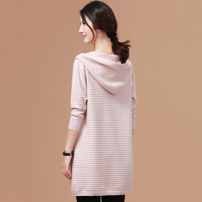 Γυναικεία ζακέτασε ροζ χρώμα με κουκούλα