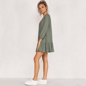 Γυναικείο φόρεμα με λαιμόκοψη σε σχήμα V και κουμπιά