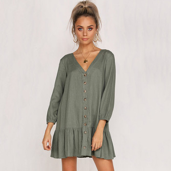 Γυναικείο φόρεμα με λαιμόκοψη σε σχήμα V και κουμπιά