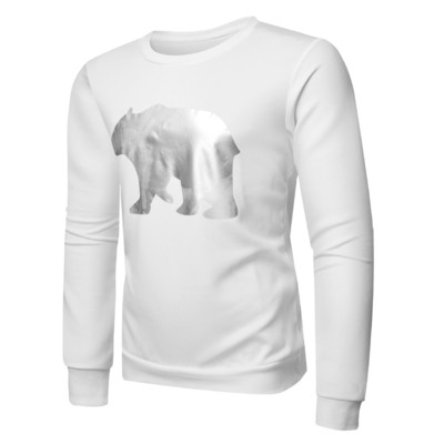 Ezüst színű rátéttel és O-alakú gallérral ellátott férfi pulóver