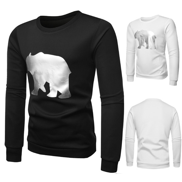 Ezüst színű rátéttel és O-alakú gallérral ellátott férfi pulóver