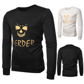 Pulover bărbătesc cu aplicație și guler în formă de O în mai multe culori