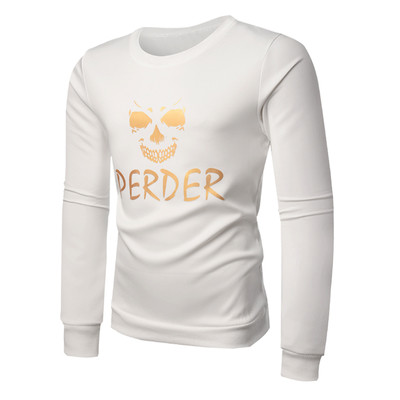 Pulover bărbătesc cu aplicație și guler în formă de O în mai multe culori