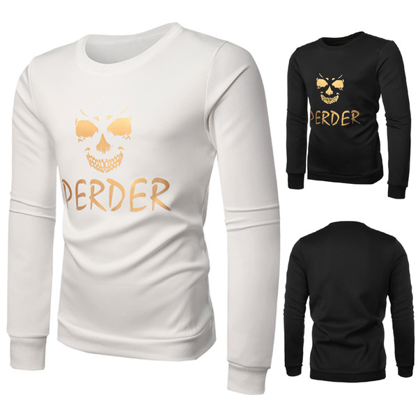 Pulover bărbătesc cu aplicație și guler în formă de O în mai multe culori