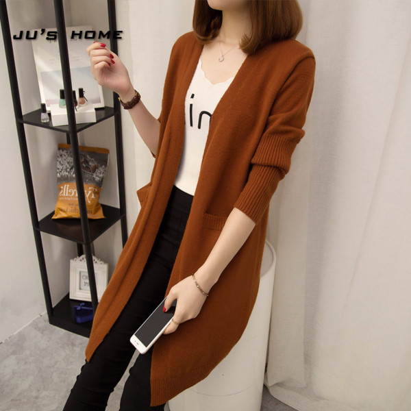 Γυναικεία μακρύ ζακέτα σε σκούρα και φωτεινά χρώματα