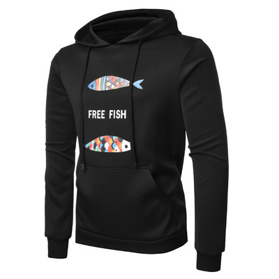 Hanorac de zi cu zi pentru bărbați cu inscripție și aplicare în mai multe culori