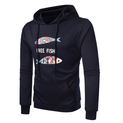 Hanorac de zi cu zi pentru bărbați cu inscripție și aplicare în mai multe culori