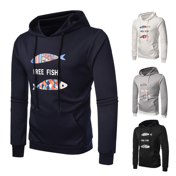 Hanorac de zi cu zi pentru bărbați cu inscripție și aplicare în mai multe culori