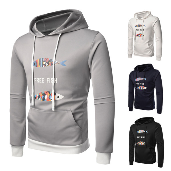 Hanorac de zi cu zi pentru bărbați cu inscripție și aplicare în mai multe culori