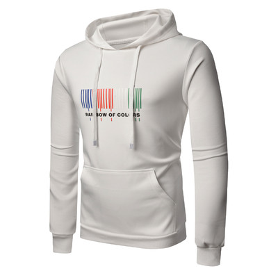 Hanorac pentru bărbați cu aplicație de culoare și inscripție în patru culori