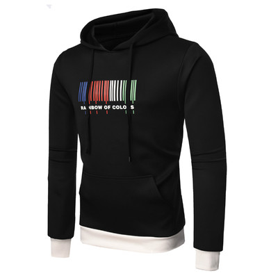 Hanorac pentru bărbați cu aplicație de culoare și inscripție în patru culori